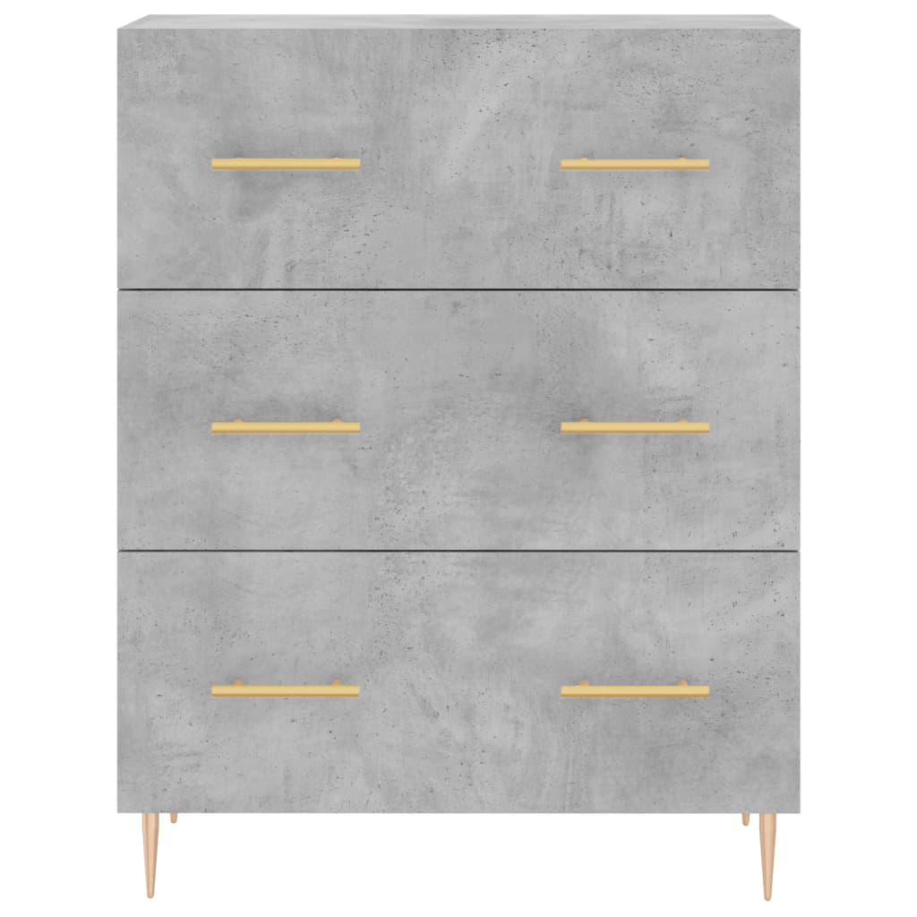Highboard betonggrå 69,5x34x180 cm konstruert tre
