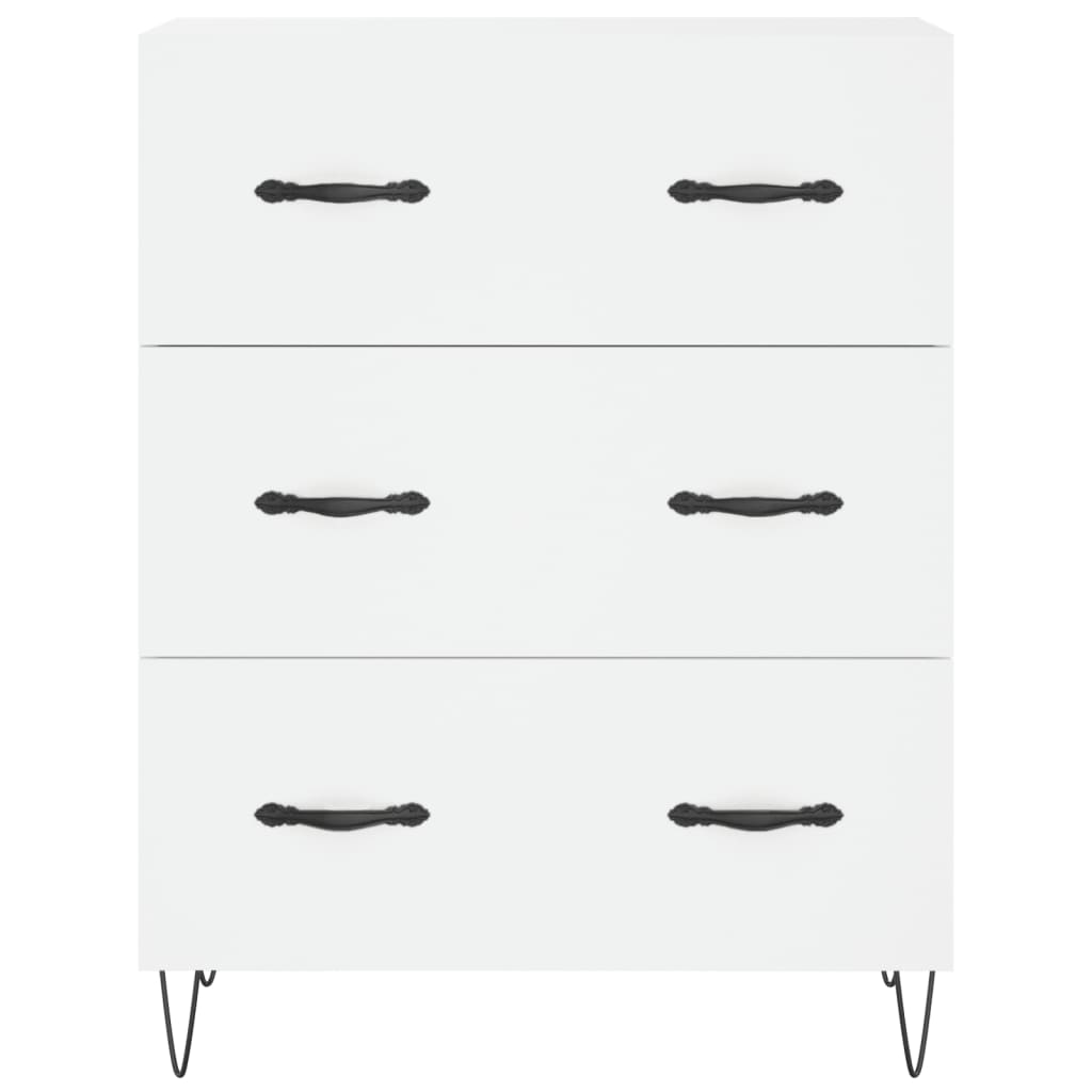 Highboard hvit 69,5x34x180 cm konstruert tre