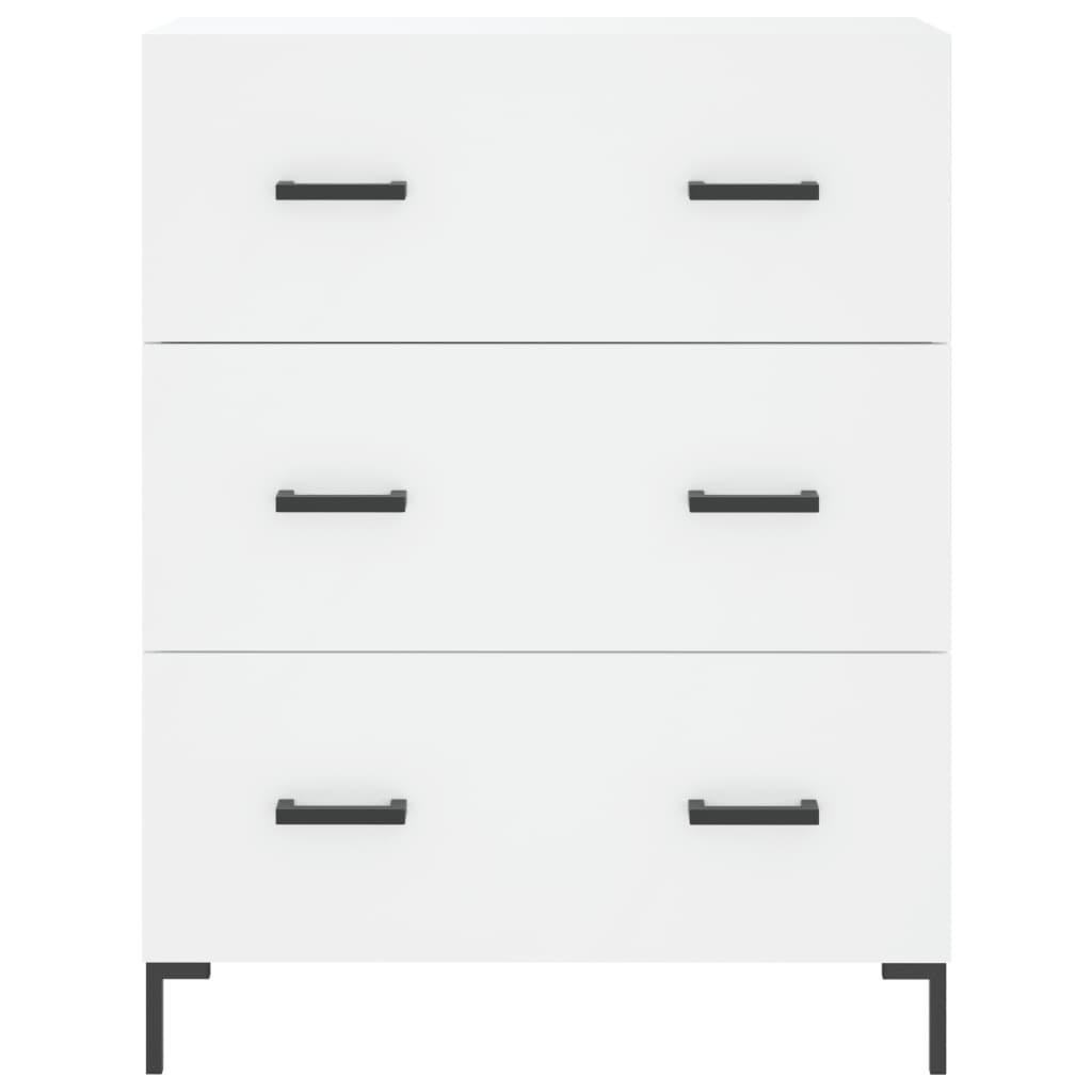Highboard hvit 69,5x34x180 cm konstruert tre
