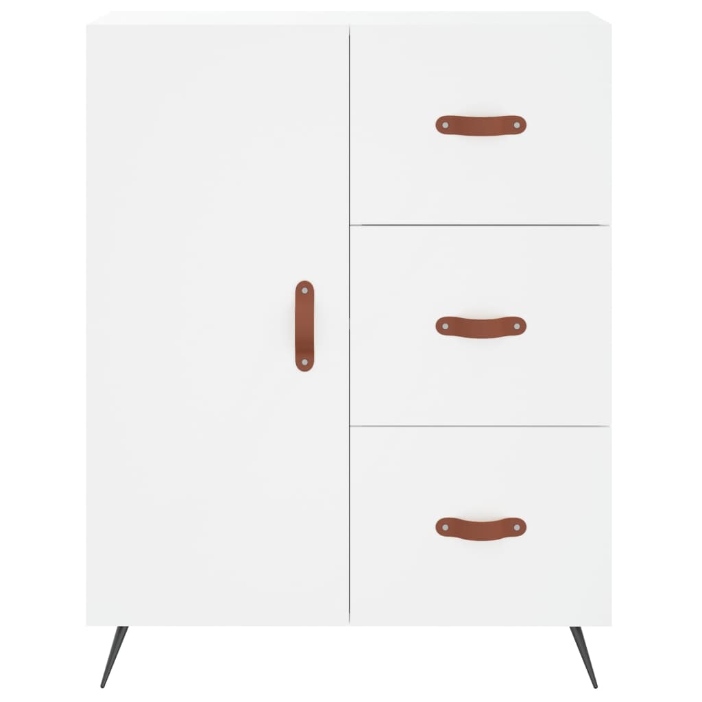 Highboard hvit 69,5x34x180 cm konstruert tre