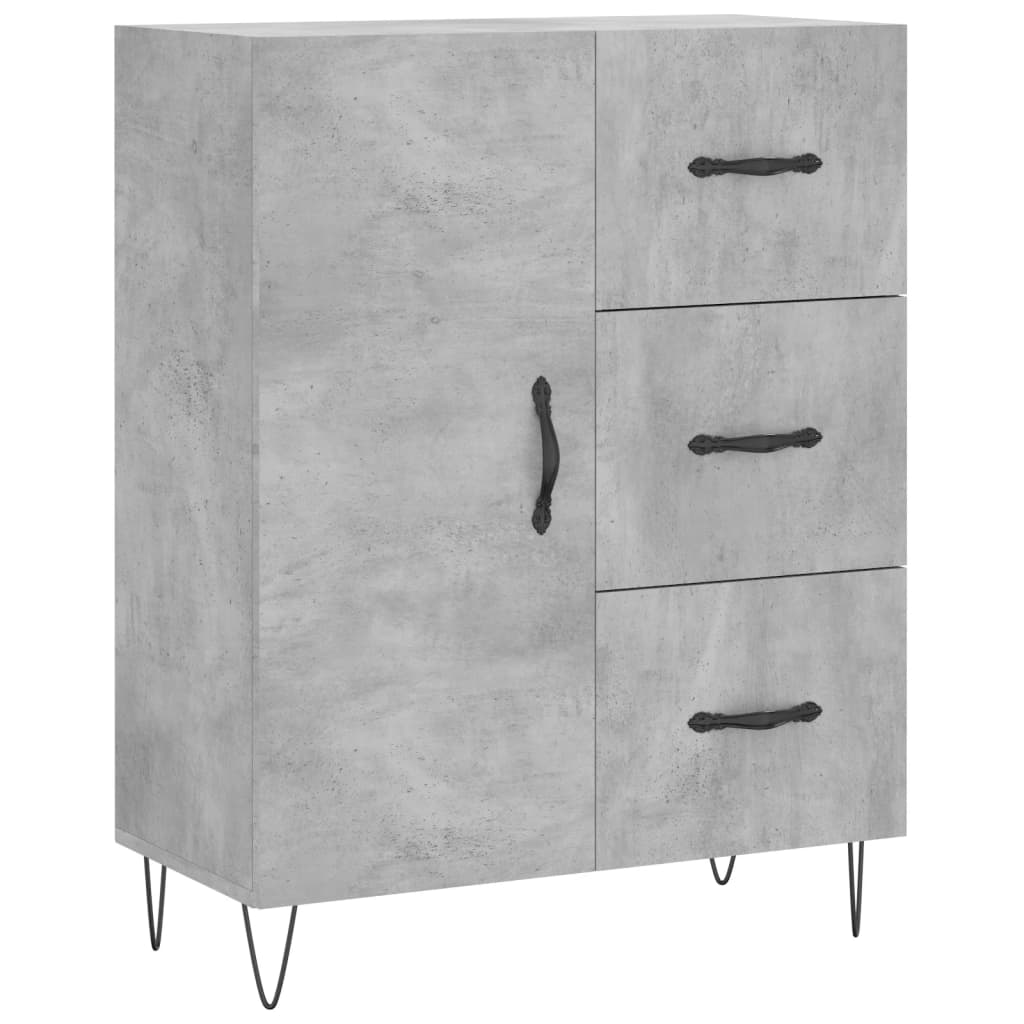 Highboard betonggrå 69,5x34x180 cm konstruert tre