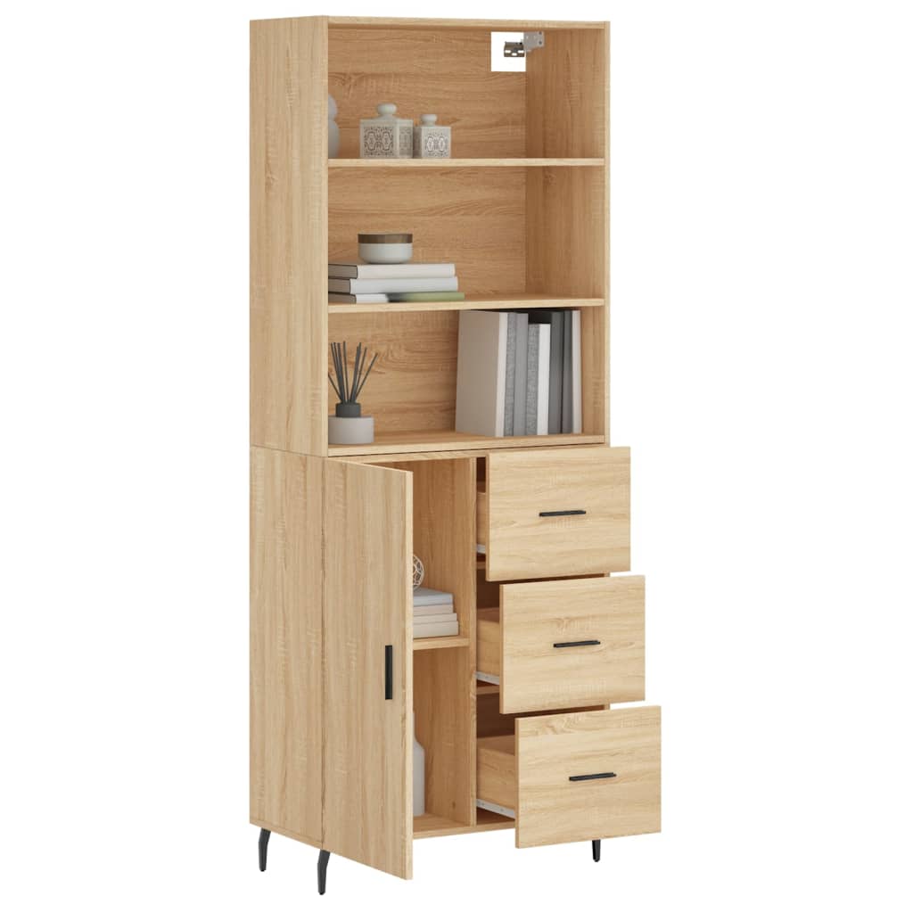 Highboard sonoma eik 69,5x34x180 cm konstruert tre