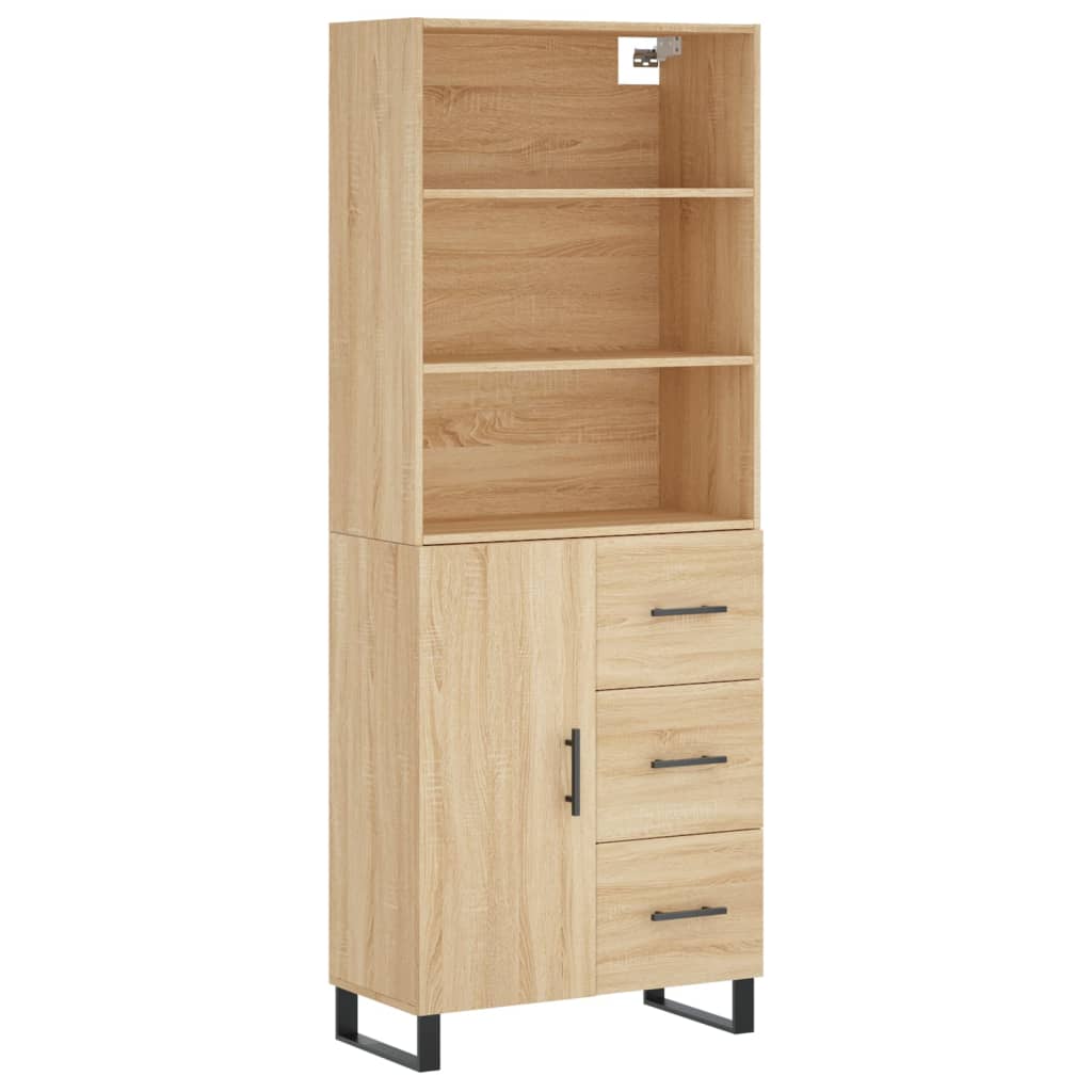 Highboard sonoma eik 69,5x34x180 cm konstruert tre