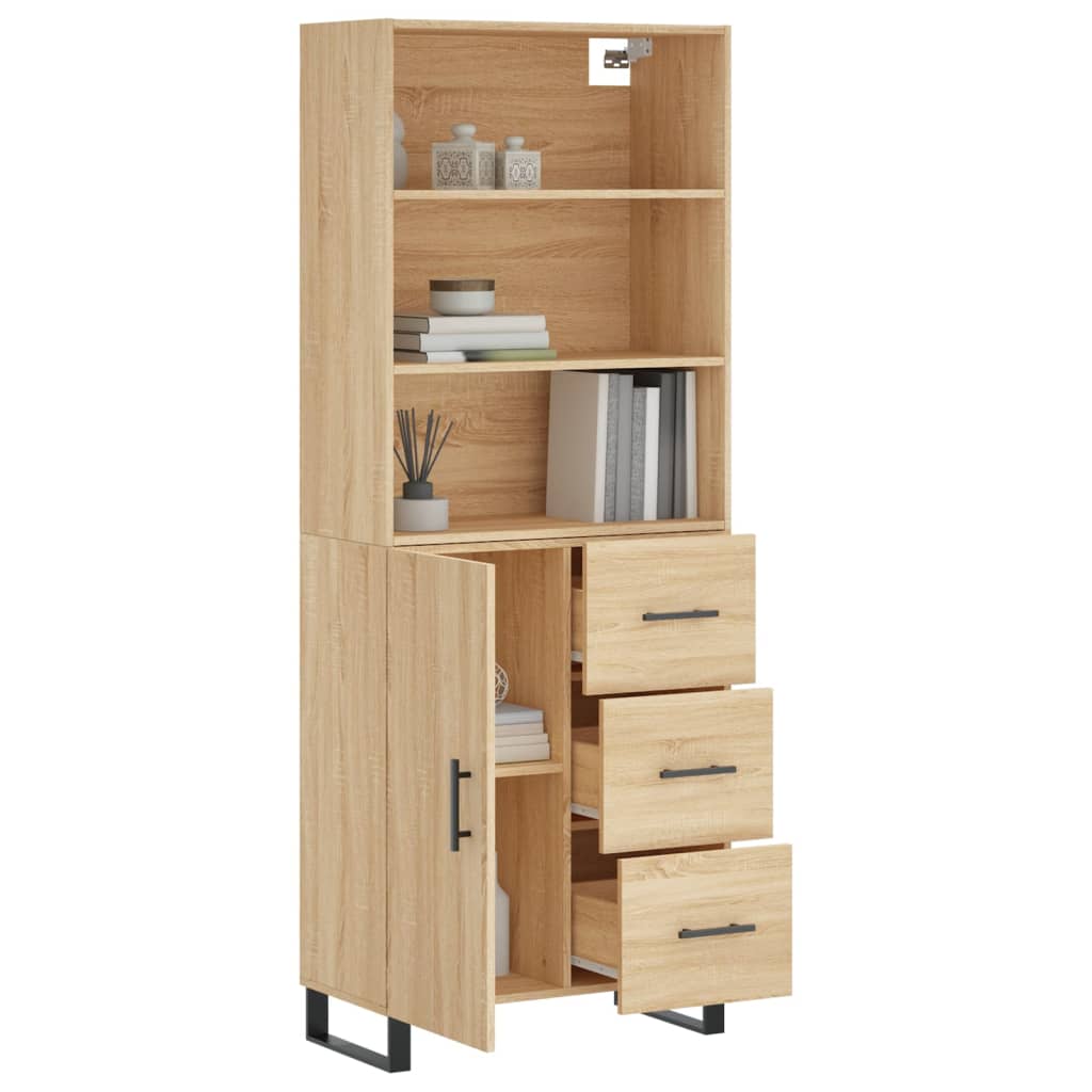 Highboard sonoma eik 69,5x34x180 cm konstruert tre