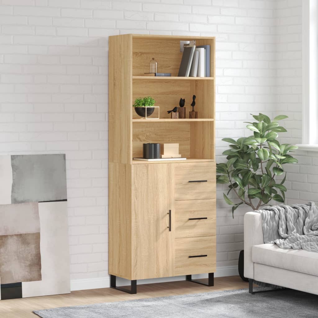 Highboard sonoma eik 69,5x34x180 cm konstruert tre
