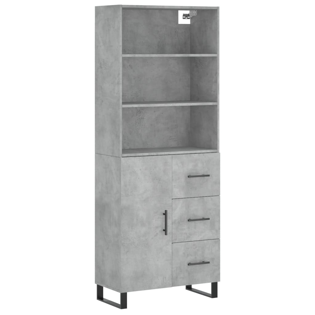 Highboard betonggrå 69,5x34x180 cm konstruert tre vidaXL