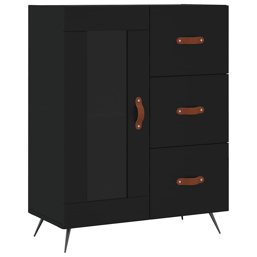 Highboard svart 69,5x34x180 cm konstruert tre