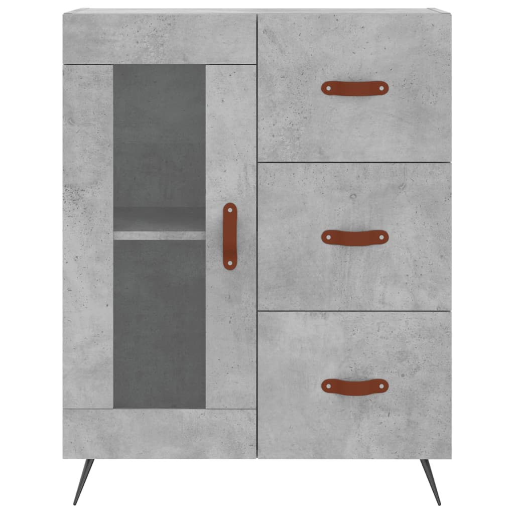 Highboard betonggrå 69,5x34x180 cm konstruert tre