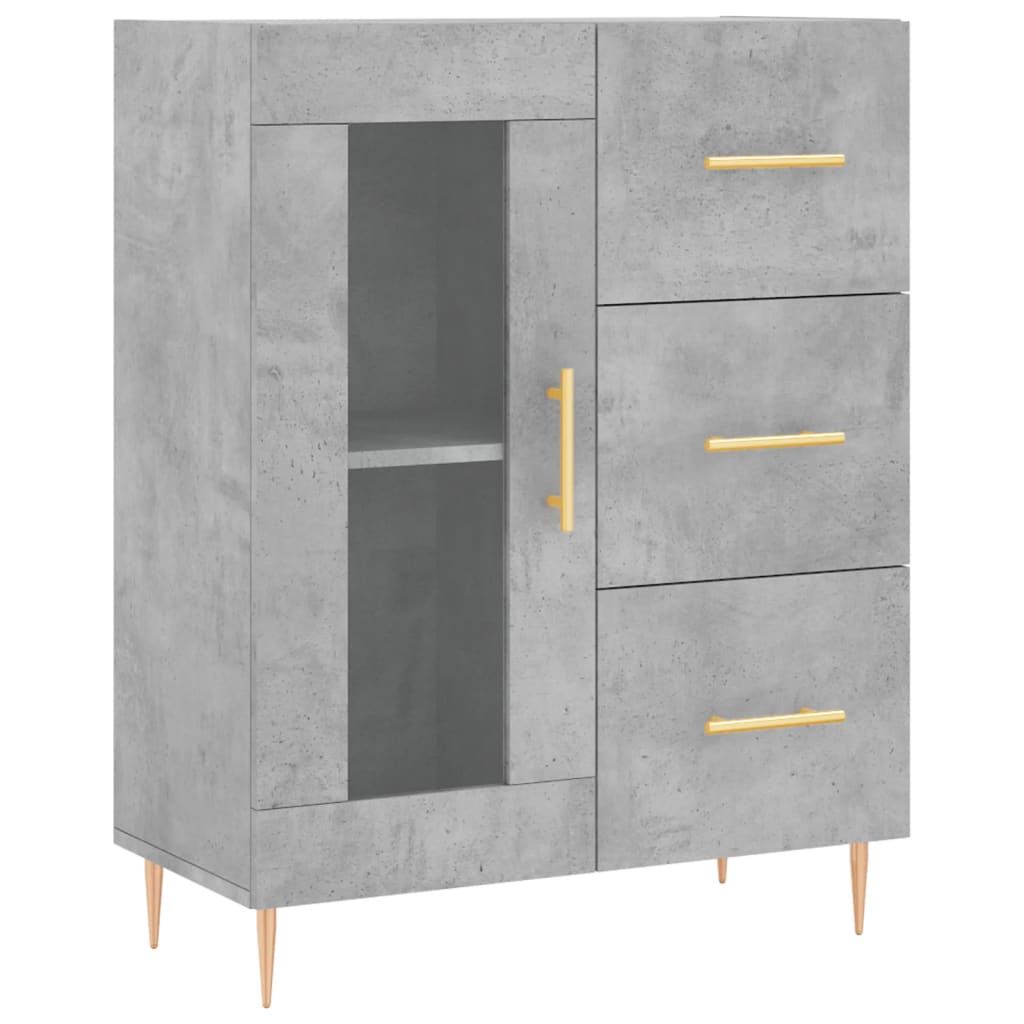 Highboard betonggrå 69,5x34x180 cm konstruert tre