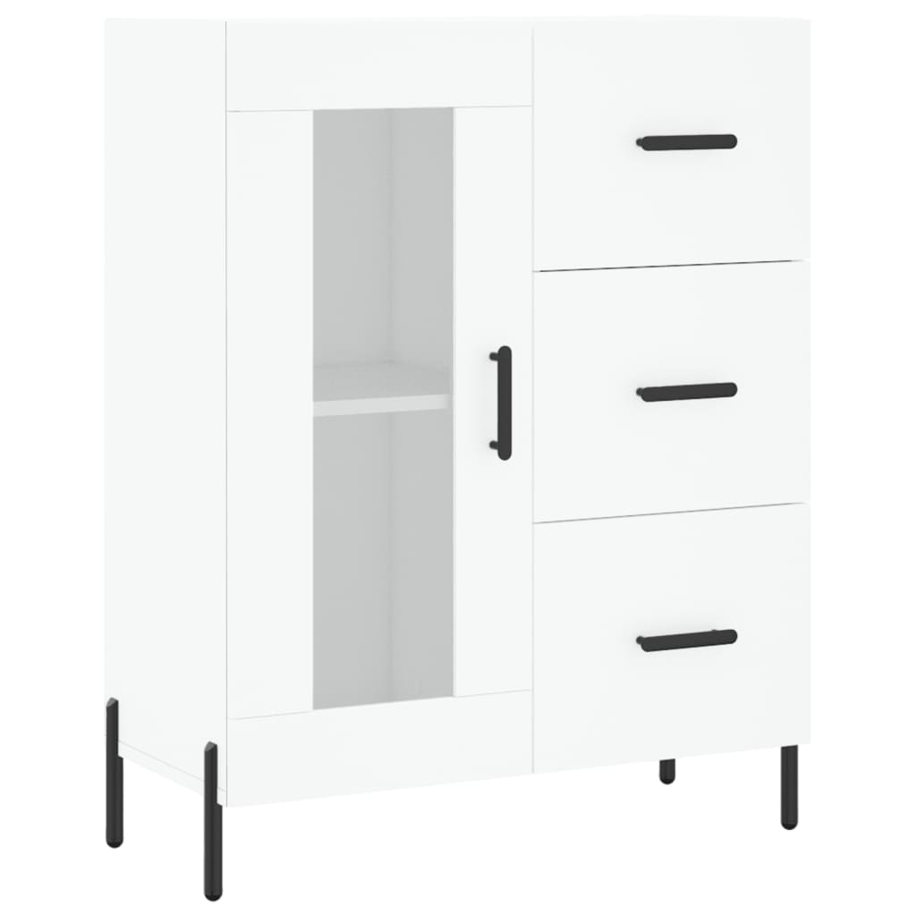 Highboard hvit 69,5x34x180 cm konstruert tre