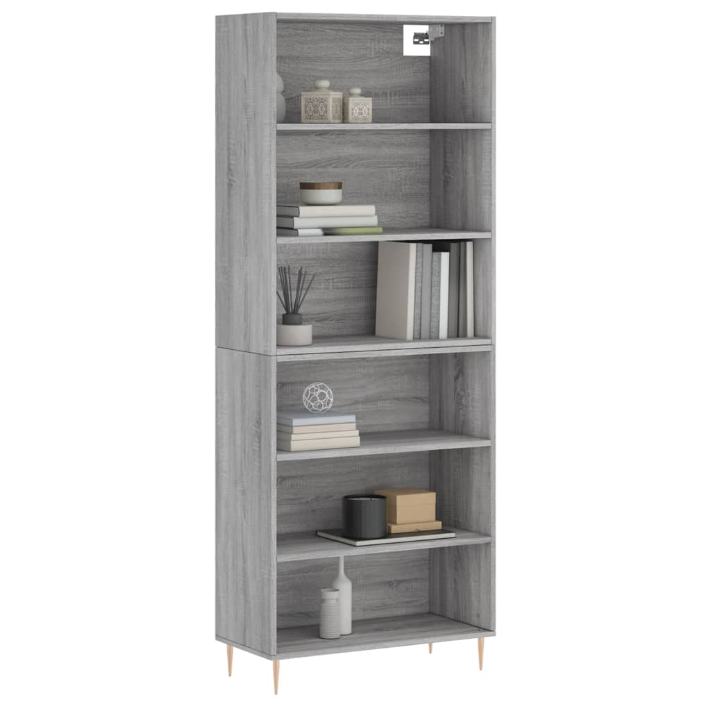 Highboard betonggrå 69,5x32,5x180 cm konstruert tre