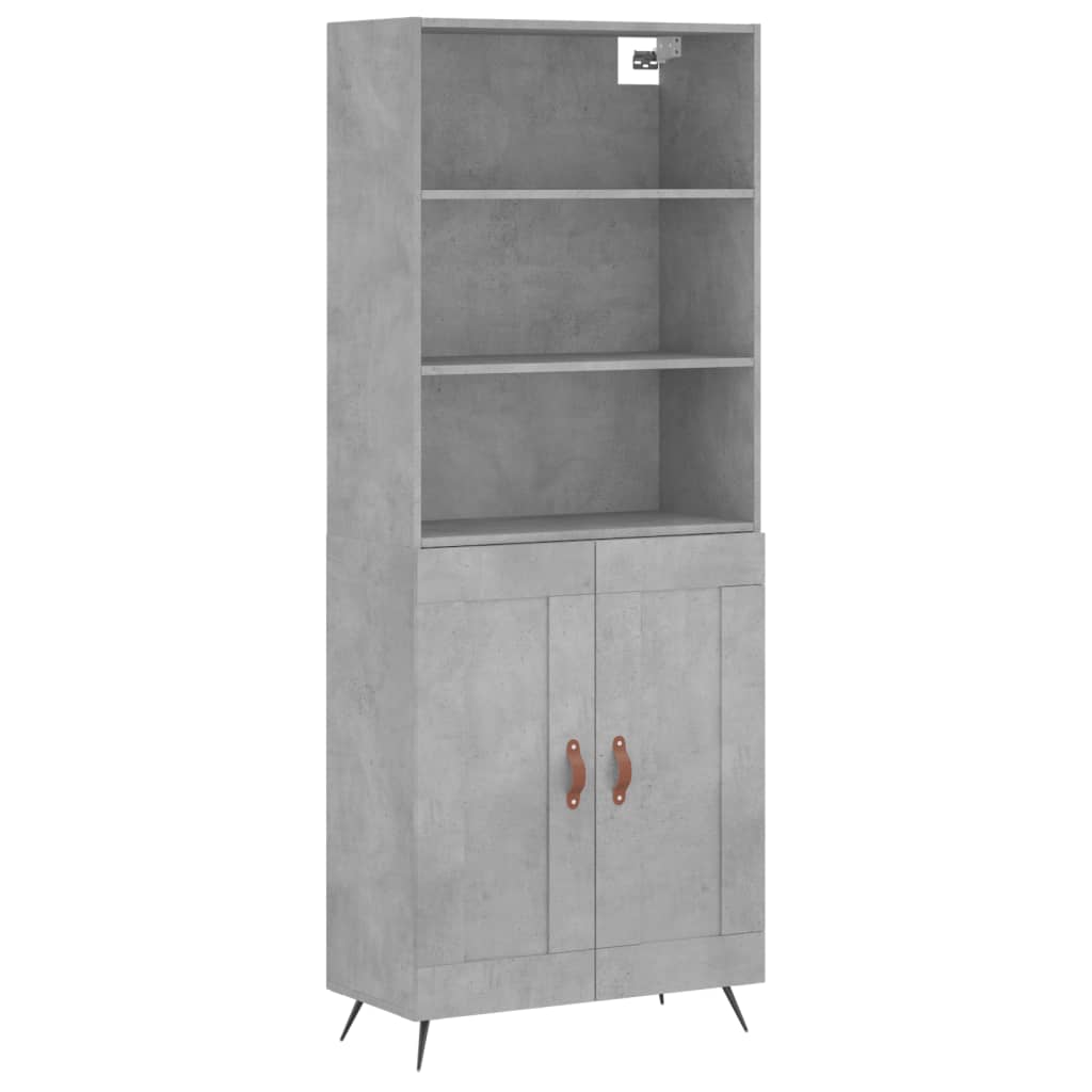 Highboard betonggrå 69,5x34x180 cm konstruert tre