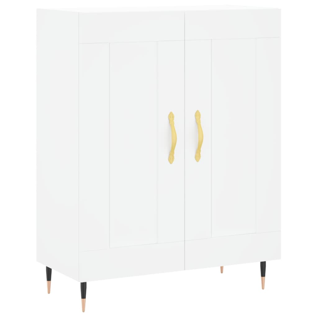Highboard hvit 69,5x34x180 cm konstruert tre