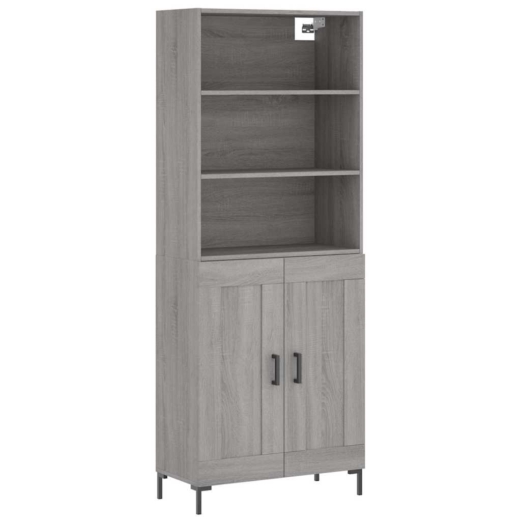 Highboard grå sonoma 69,5x34x180 cm konstruert tre