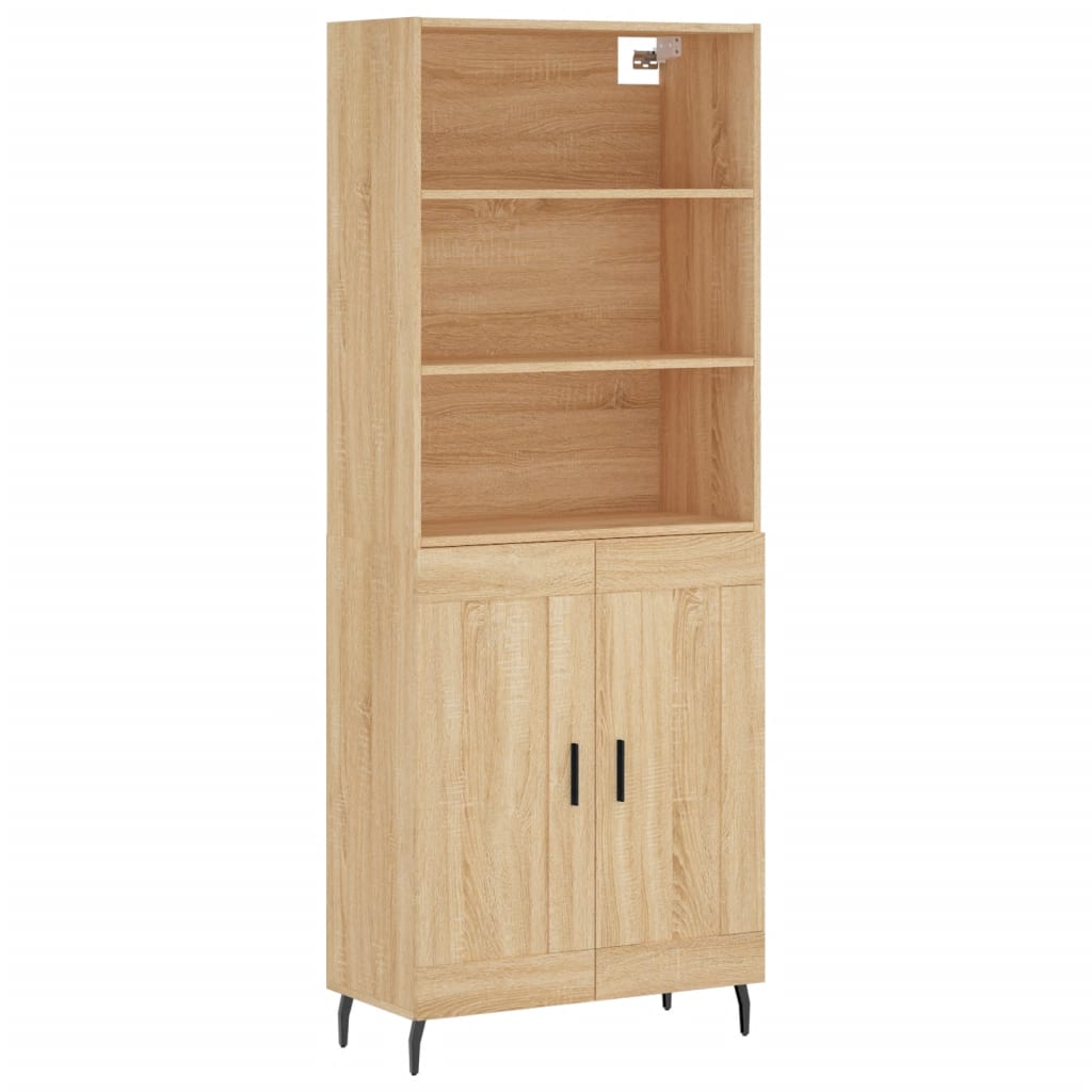 Highboard sonoma eik 69,5x34x180 cm konstruert tre