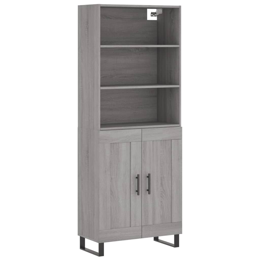 Highboard grå sonoma 69,5x34x180 cm konstruert tre vidaXL