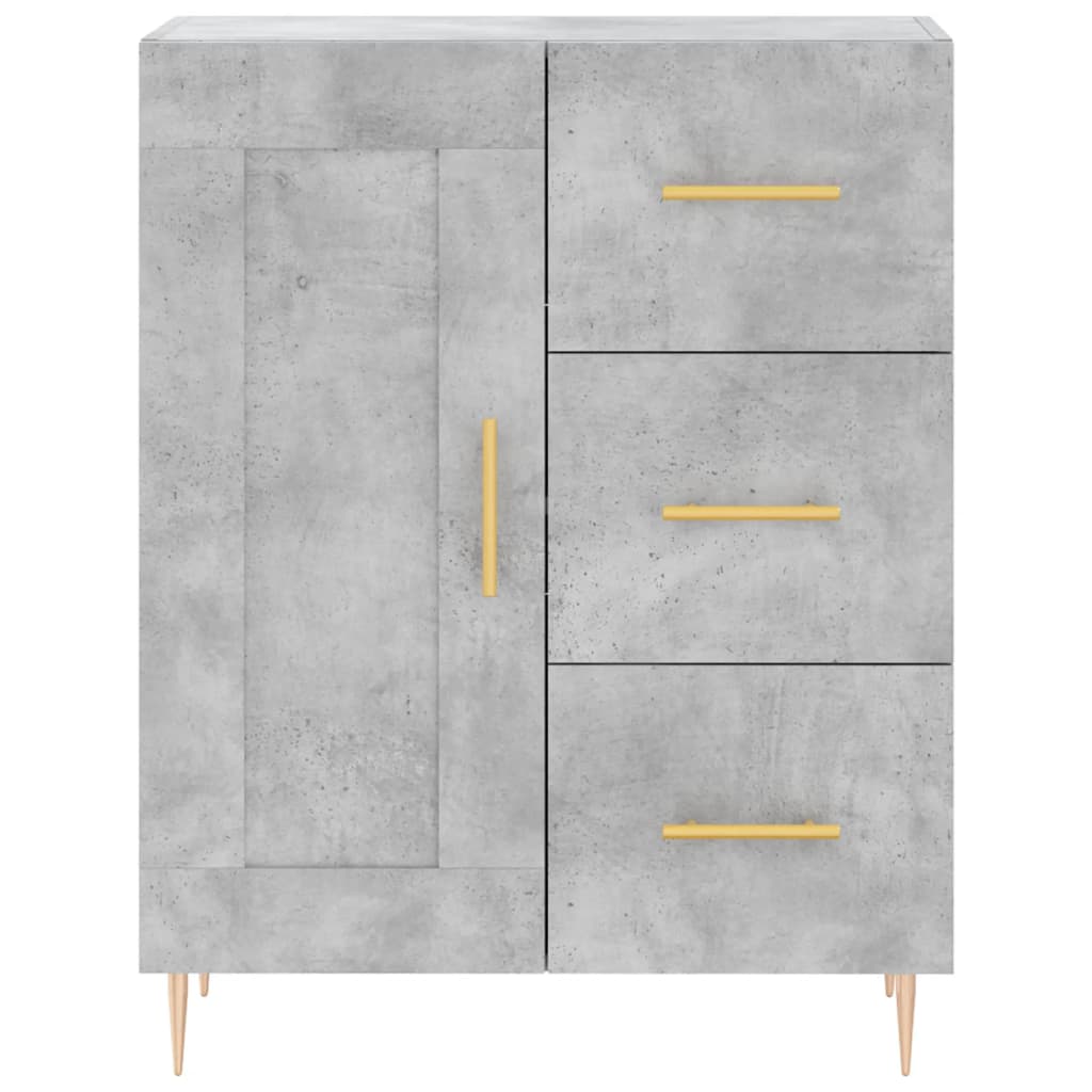 Highboard betonggrå 69,5x34x180 cm konstruert tre