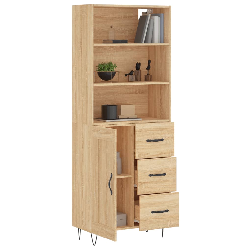 Highboard sonoma eik 69,5x34x180 cm konstruert tre
