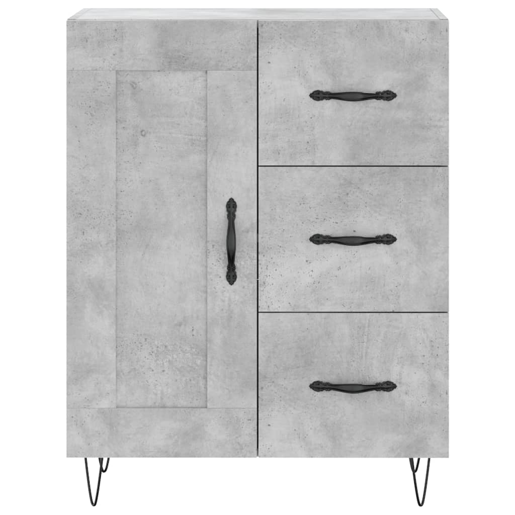 Highboard betonggrå 69,5x34x180 cm konstruert tre