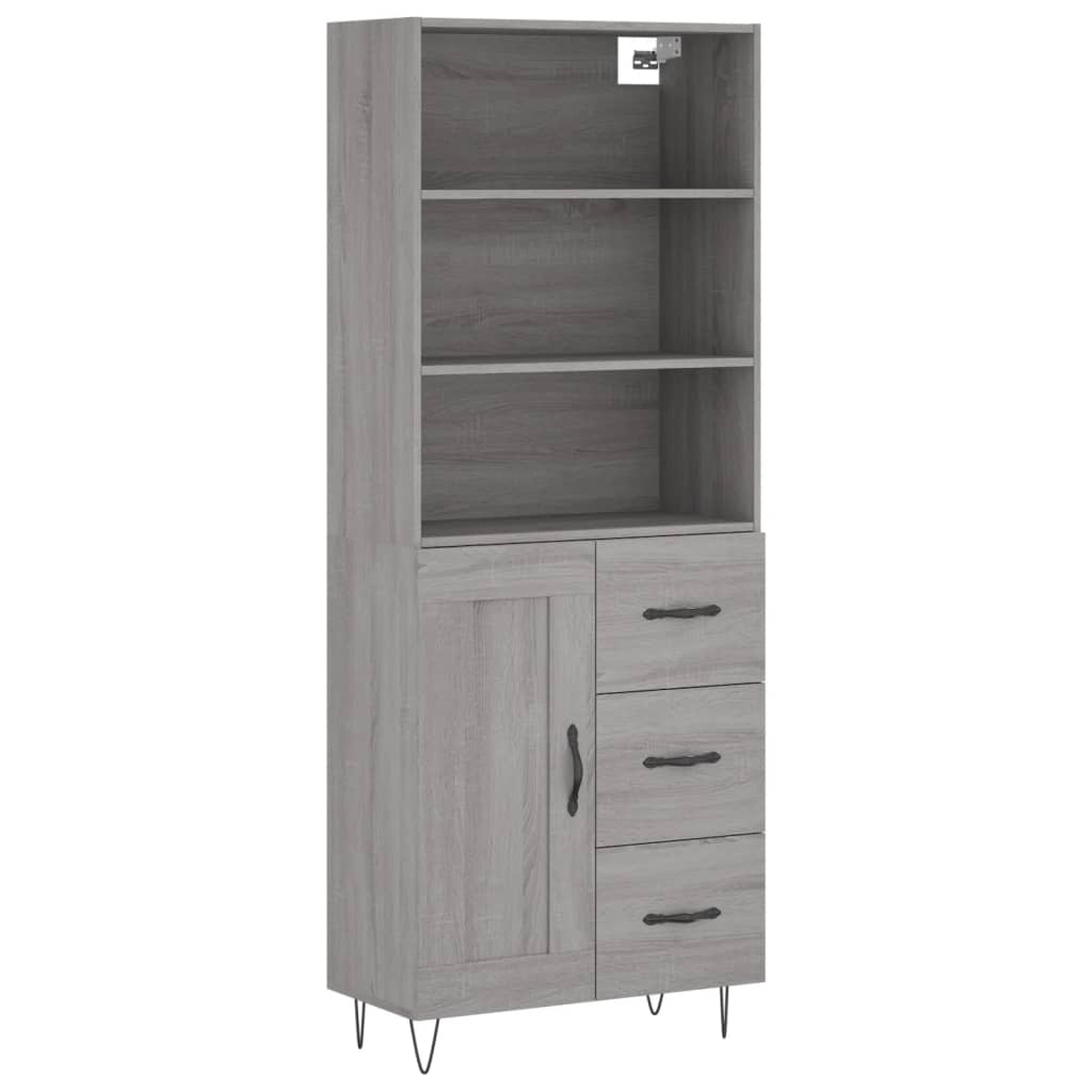 Highboard grå sonoma 69,5x34x180 cm konstruert tre vidaXL