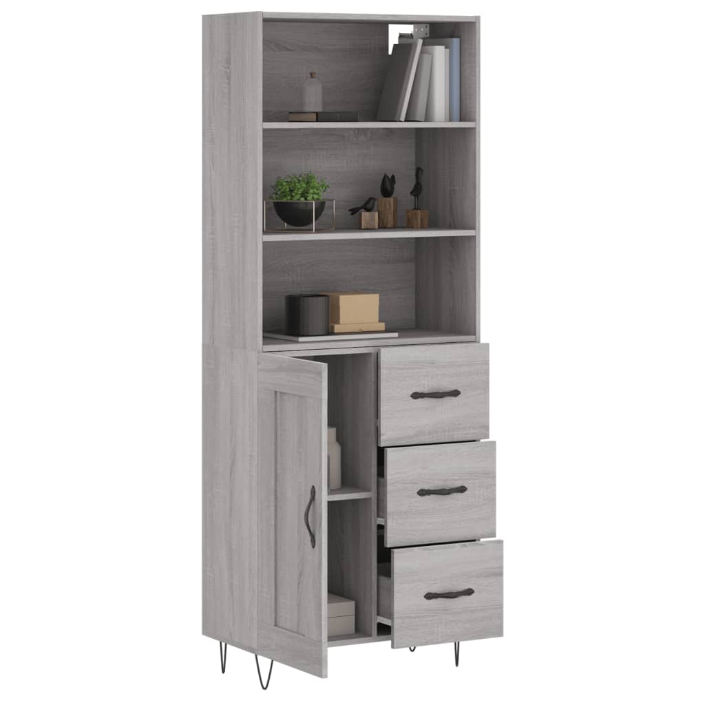 Highboard grå sonoma 69,5x34x180 cm konstruert tre vidaXL