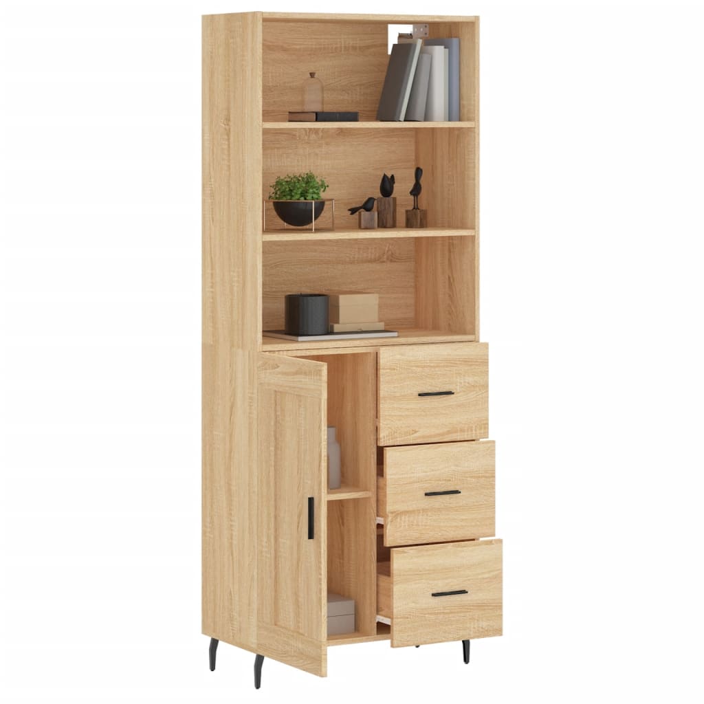 Highboard sonoma eik 69,5x34x180 cm konstruert tre