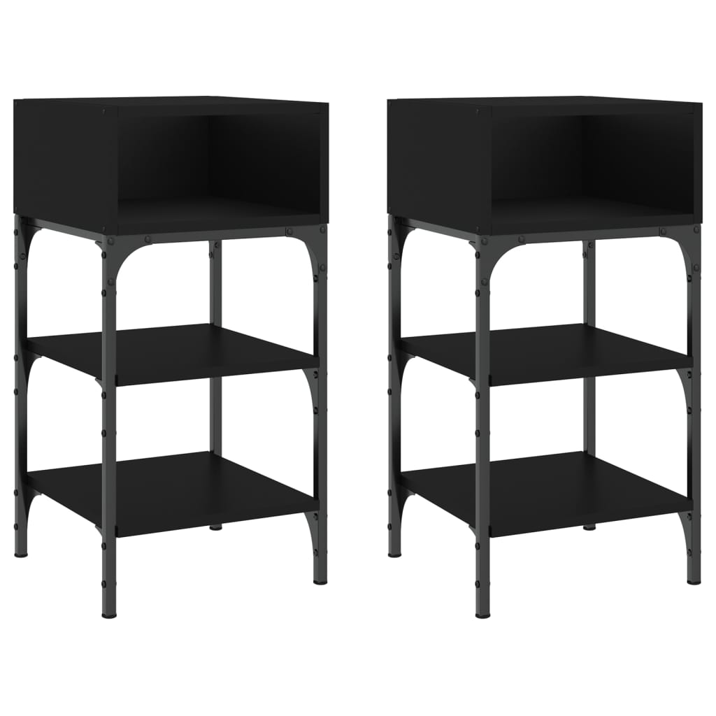 Nattbord 2 stk svart 35x34,5x70 cm konstruert tre