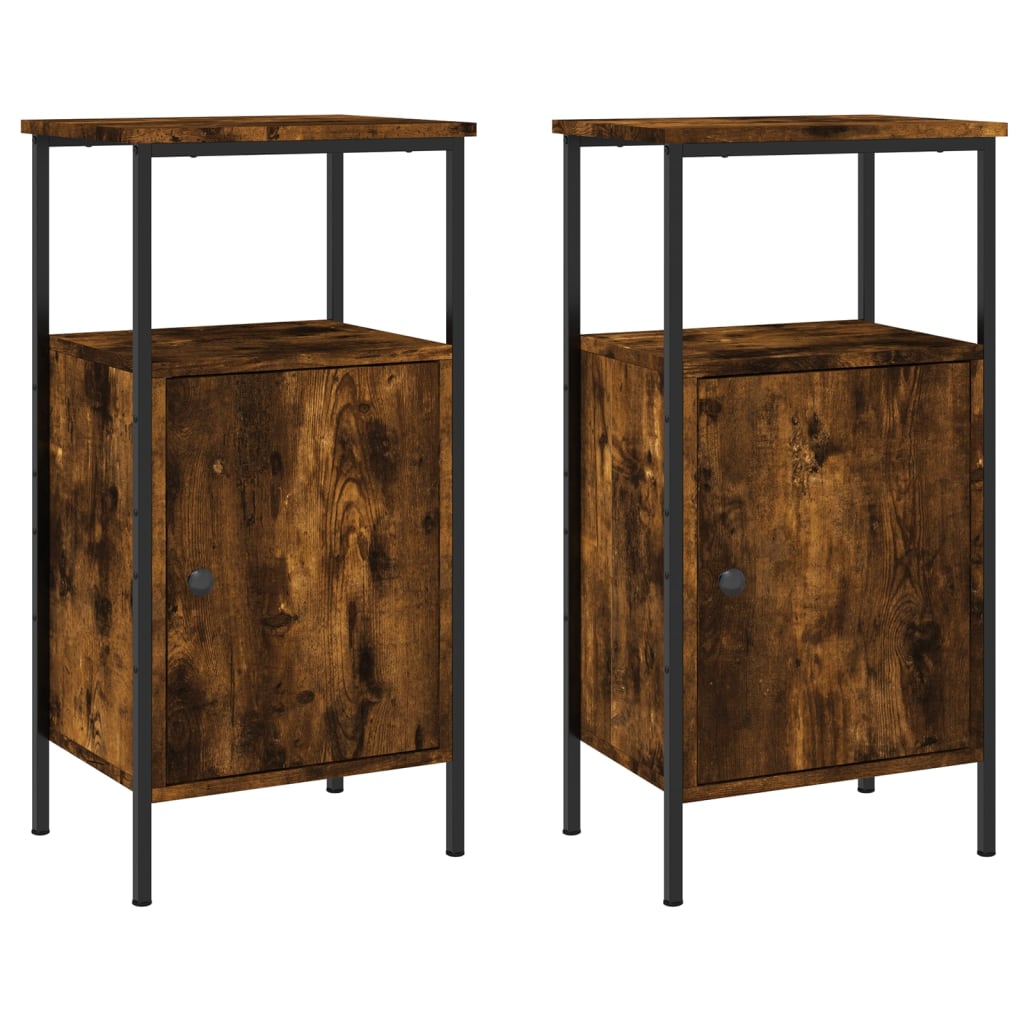 Nattbord 2 stk røkt eik 41x31x80 cm konstruert tre