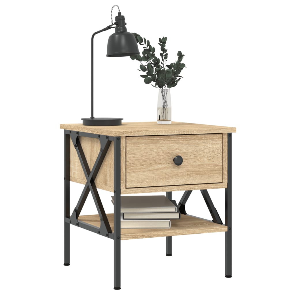 Nattbord 2 stk sonoma eik 40x42x45 cm konstruert tre