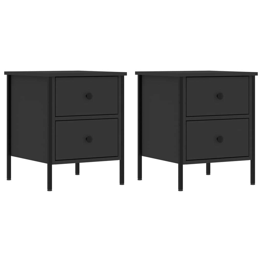 Nattbord 2 stk svart 40x42x50 cm konstruert tre