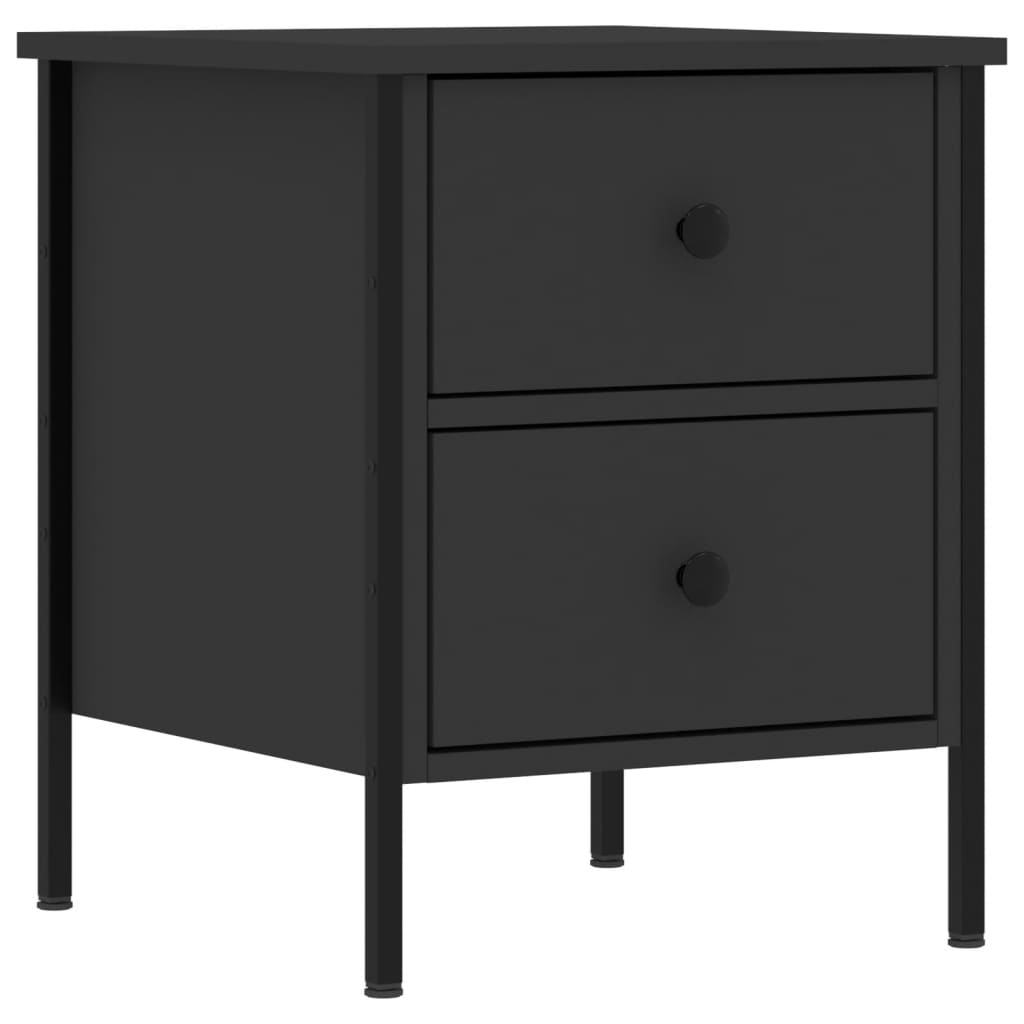 Nattbord 2 stk svart 40x42x50 cm konstruert tre