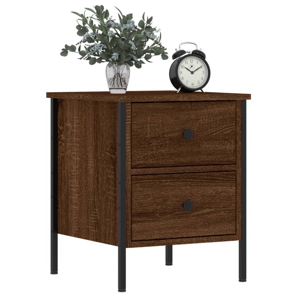 Nattbord 2 stk brun eik 40x42x50 cm konstruert tre