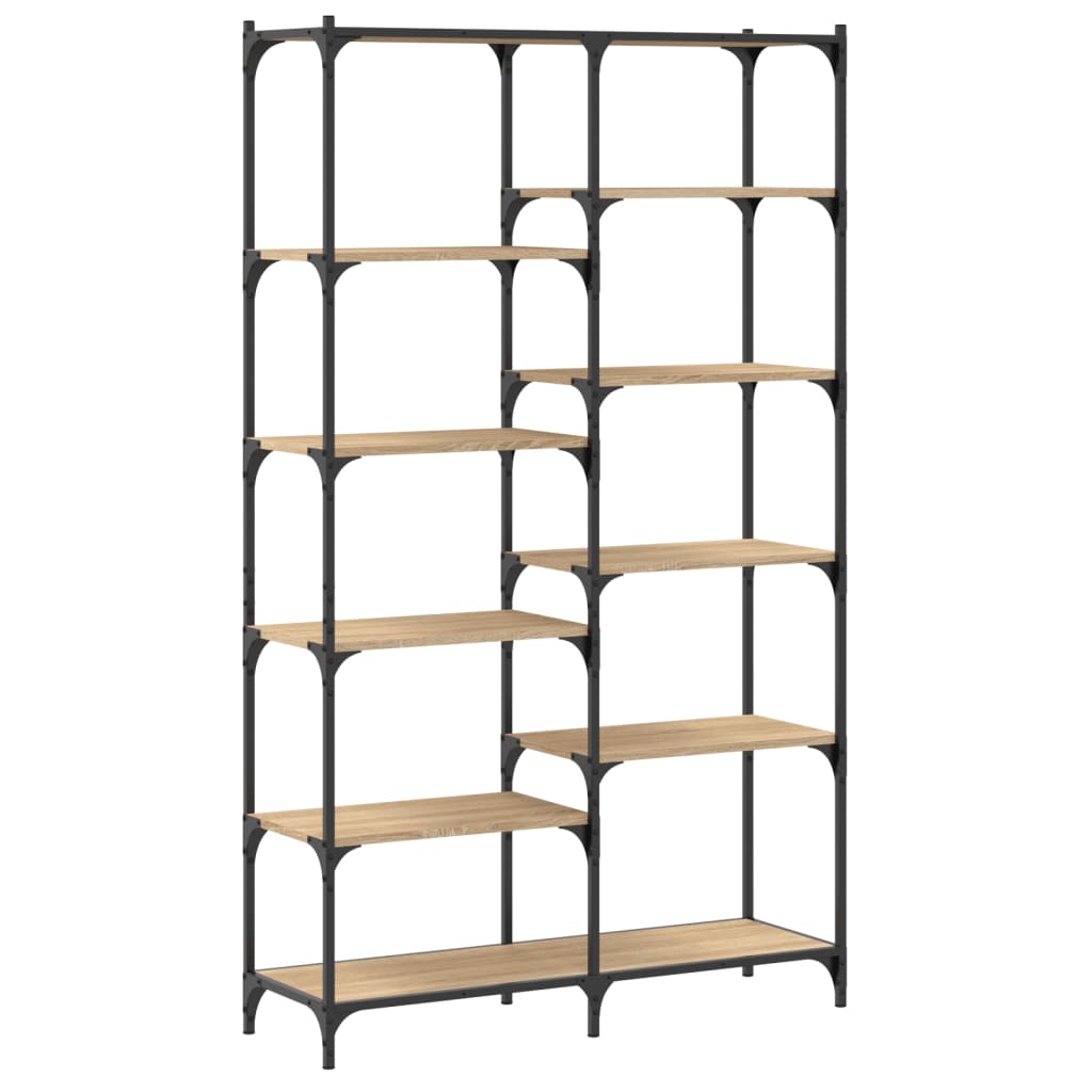 Bokhylle sonoma eik 100x32x170 cm konstruert tre og jern