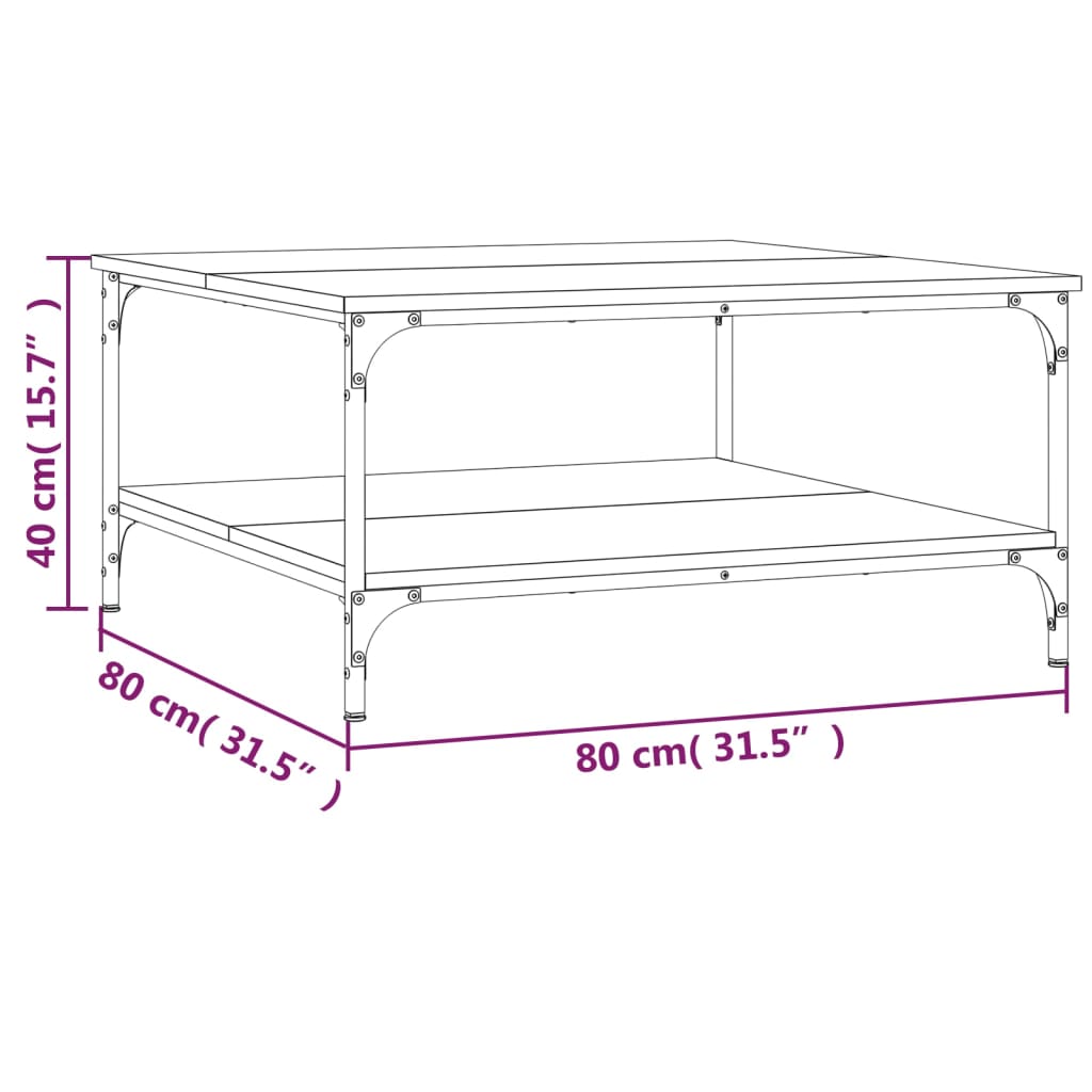 Salongbord svart 80x80x40 cm konstruert tre