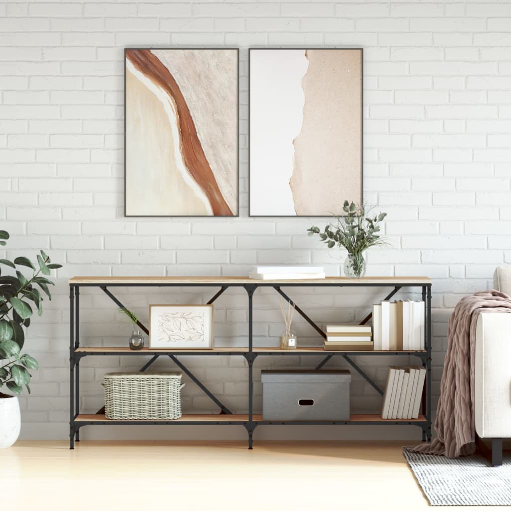 Salongbord sonoma eik 160x30x75 cm konstruert tre og jern