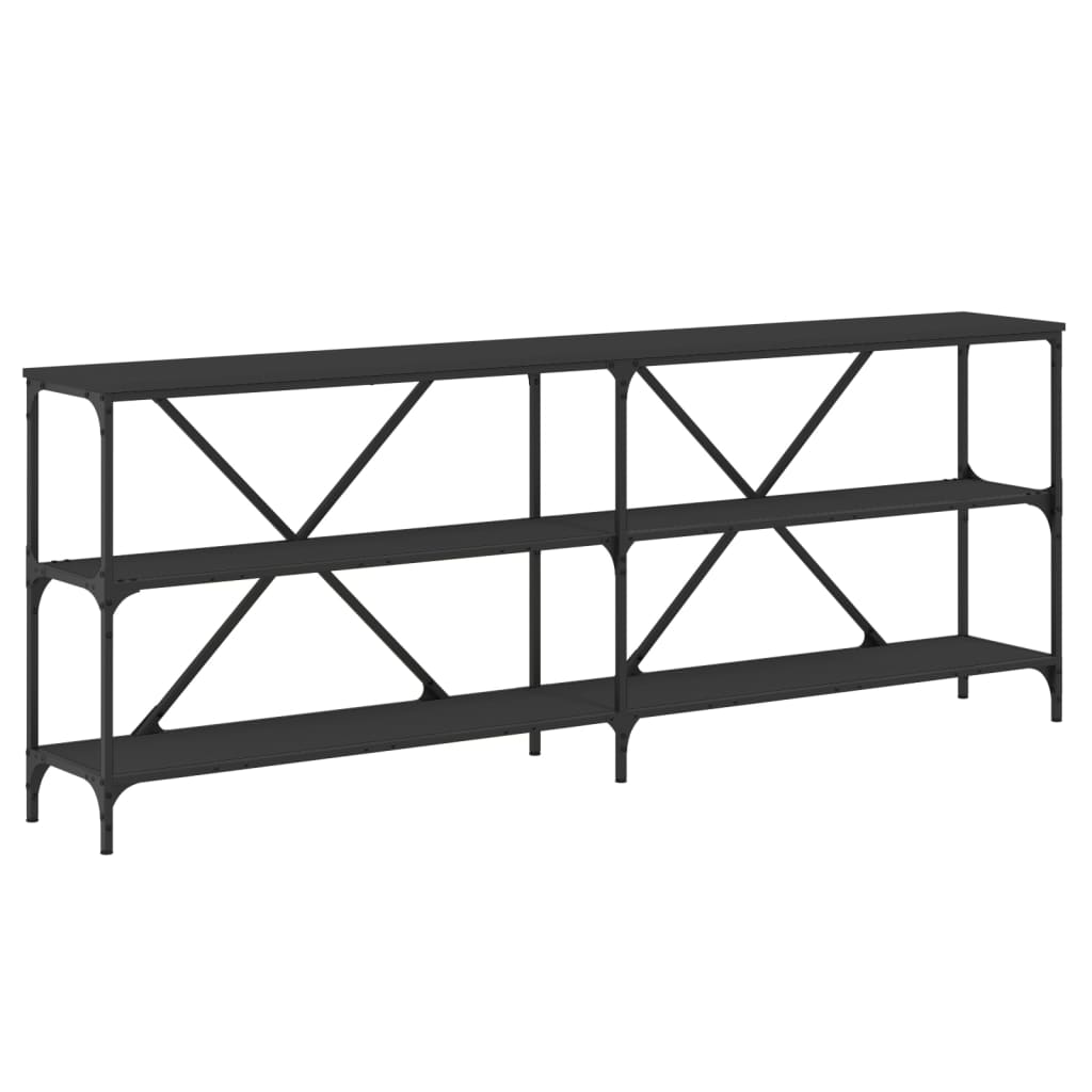 Konsollbord svart 200x30x75 cm konstruert tre og jern