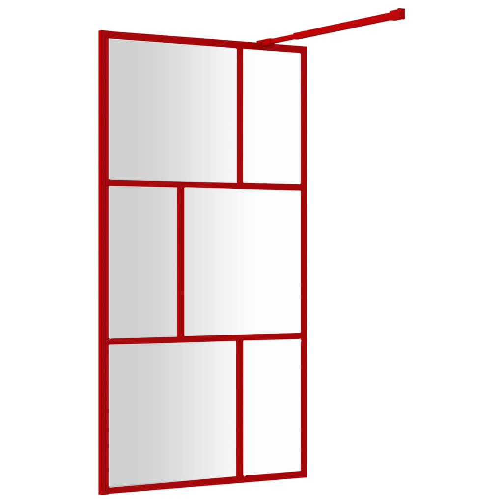 Dusjvegg med klart ESG-glass rød 115x195 cm