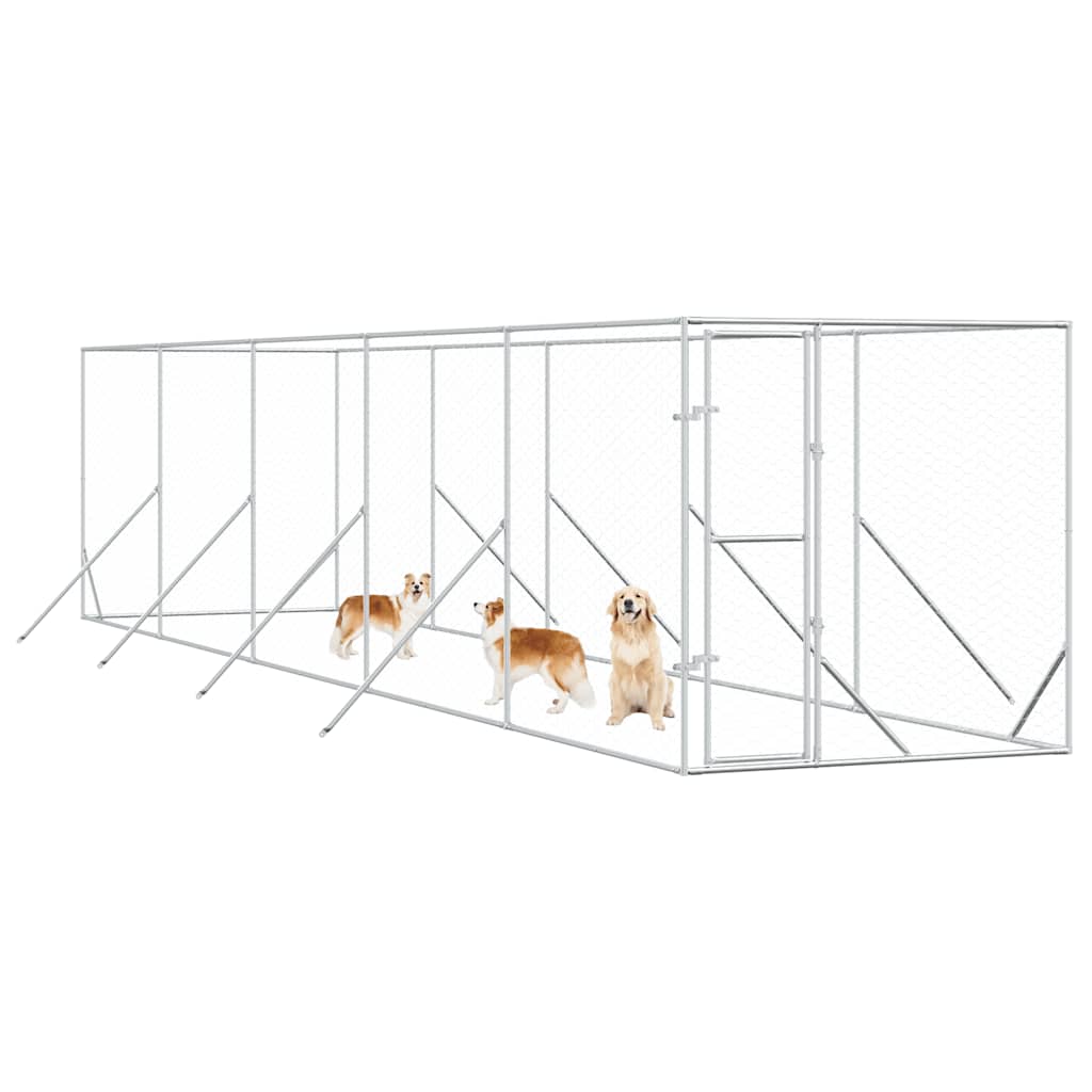 Utendørs hundekennel sølv 2x10x2 m galvanisert stål