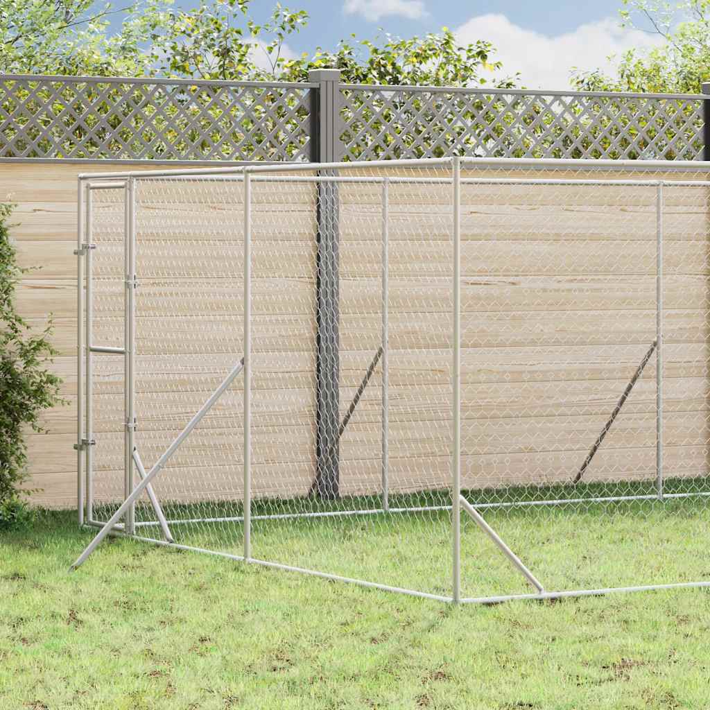 Utendørs hundekennel sølv 4x8x2 m galvanisert stål