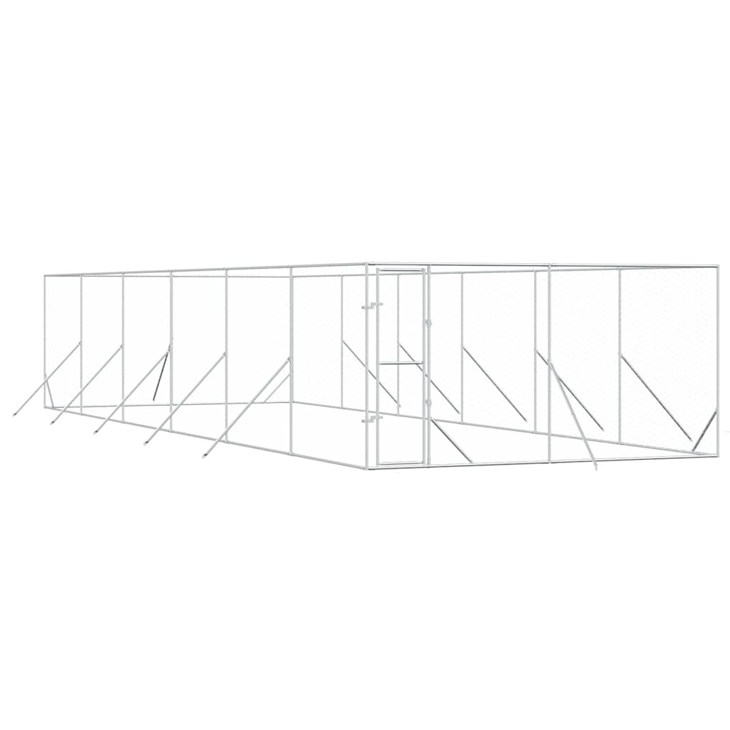 Utendørs hundekennel sølv 4x12x2 m galvanisert stål