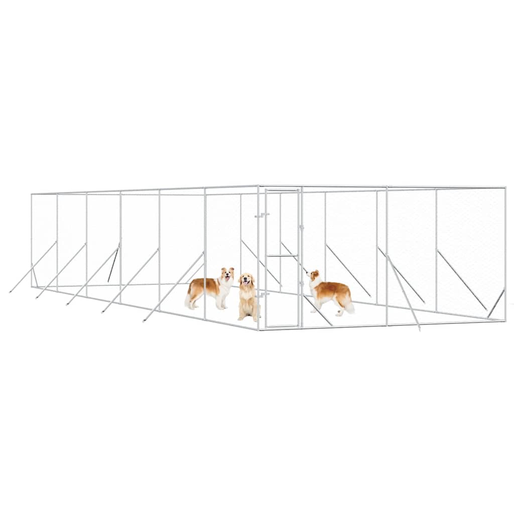Utendørs hundekennel sølv 4x12x2 m galvanisert stål