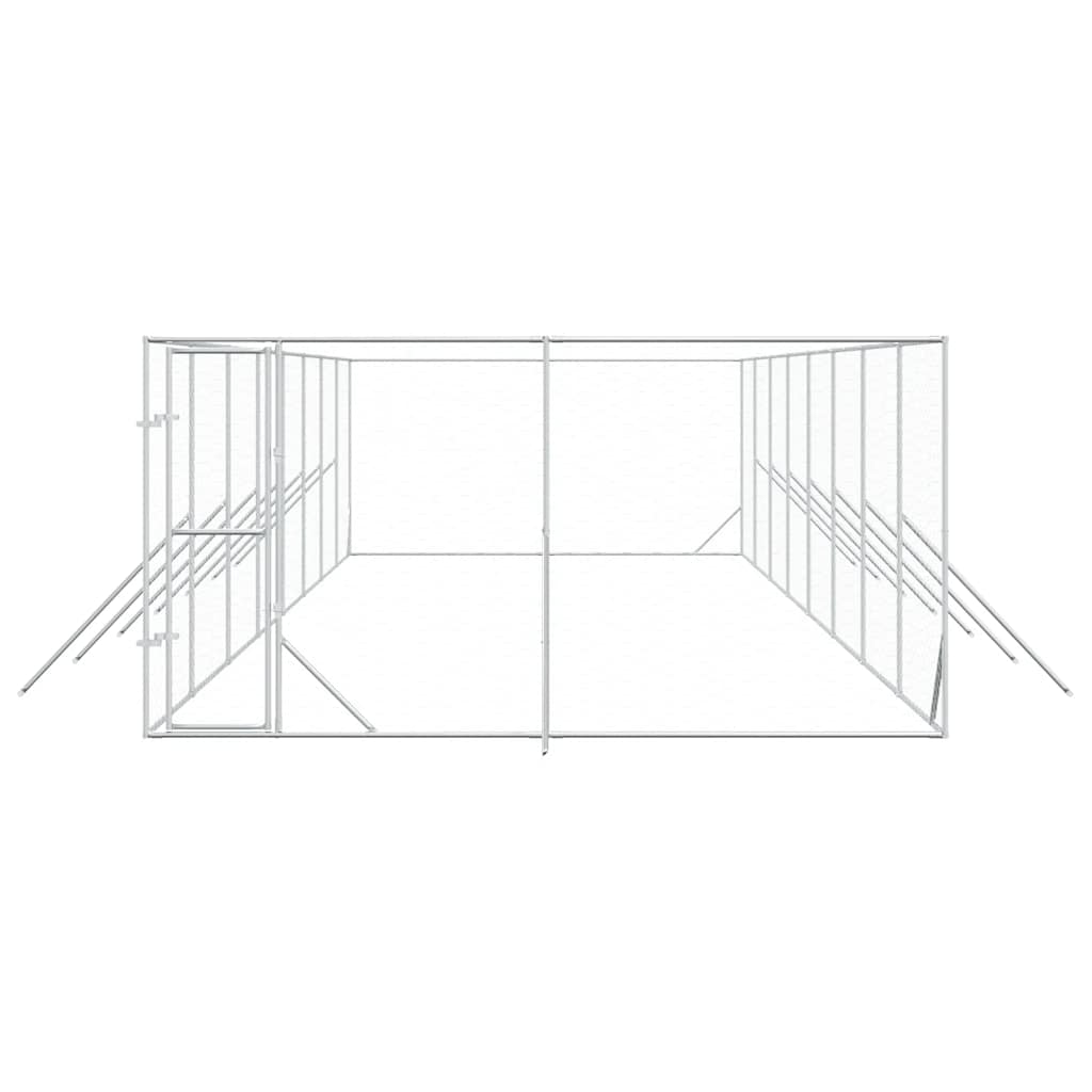 Utendørs hundekennel sølv 4x16x2 m galvanisert stål