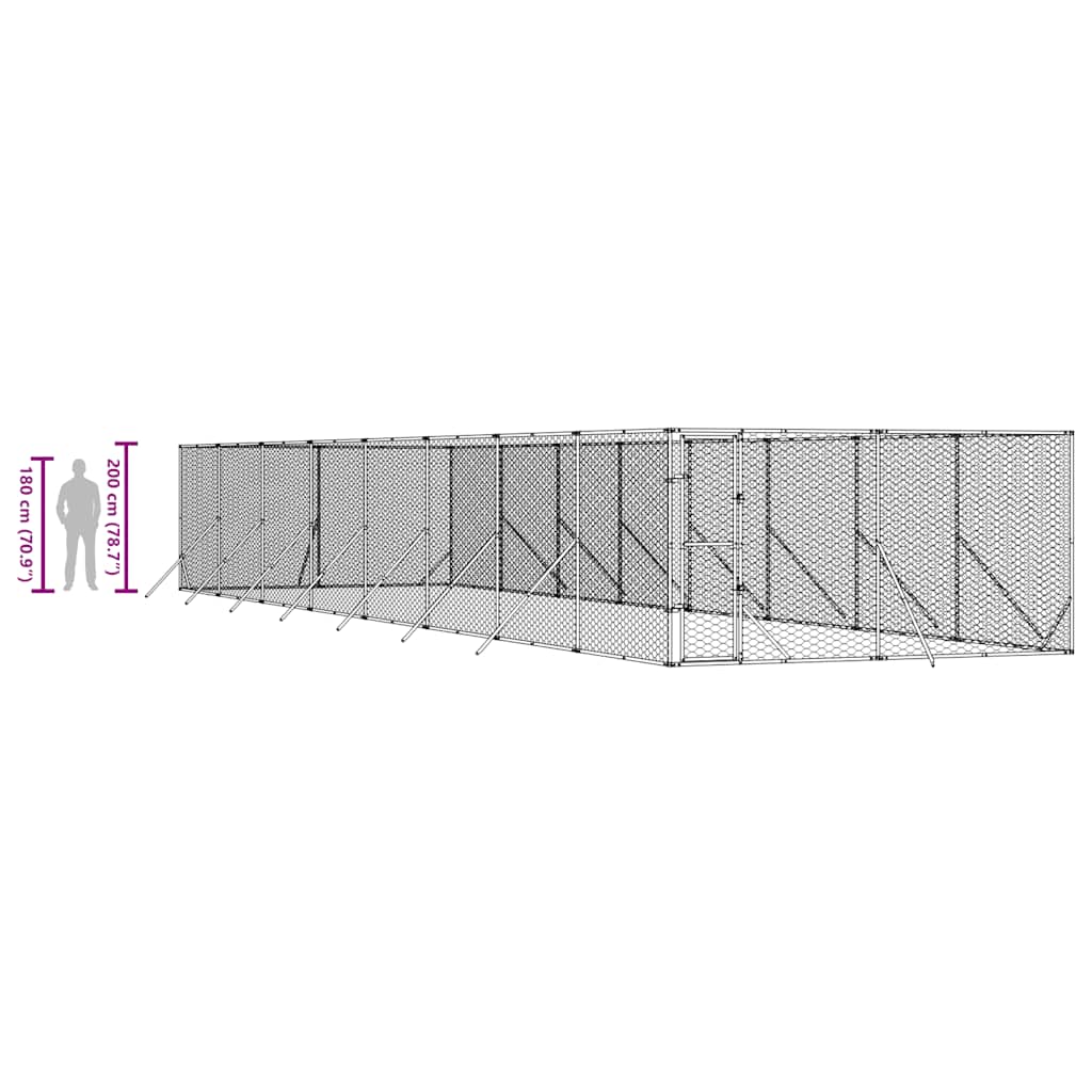 Utendørs hundekennel sølv 4x16x2 m galvanisert stål