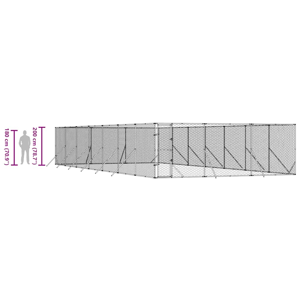 Utendørs hundekennel sølv 6x14x2 m galvanisert stål
