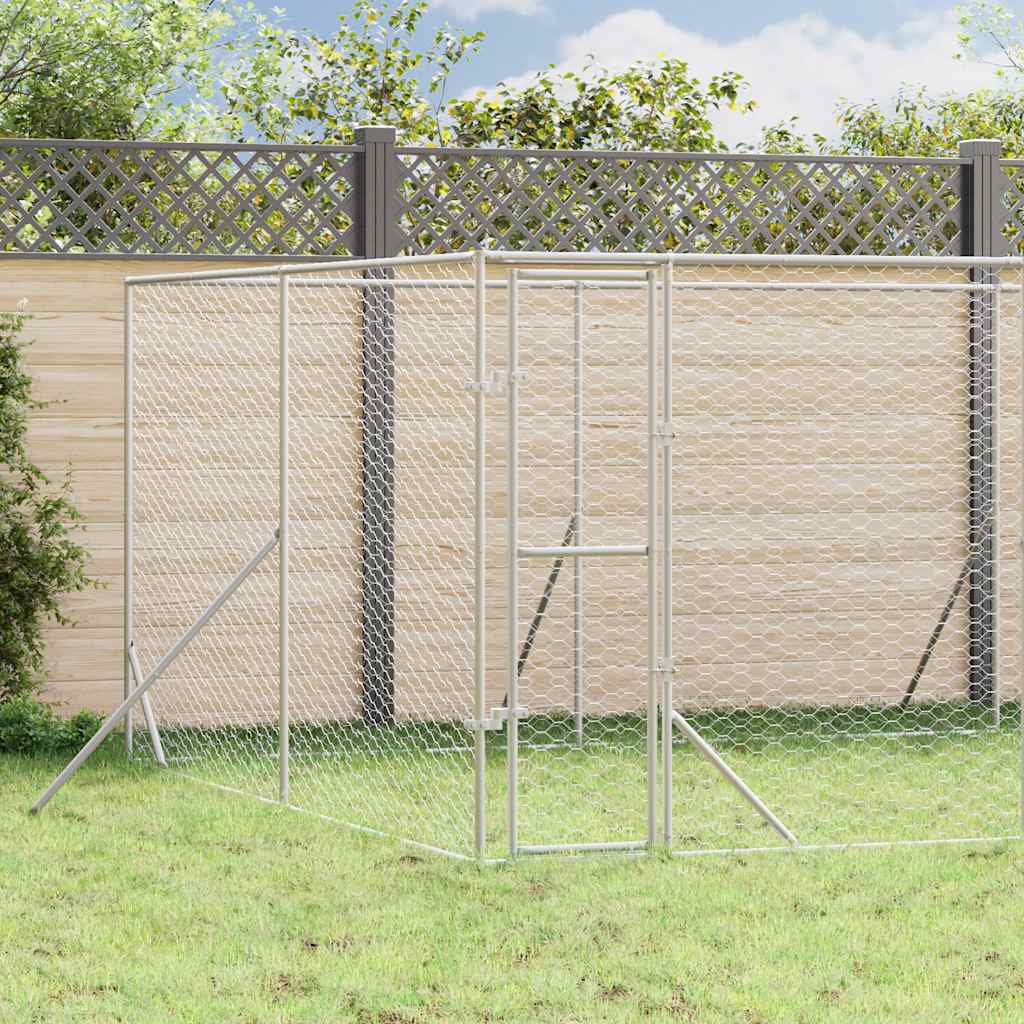 Utendørs hundekennel sølv 8x4x2 m galvanisert stål