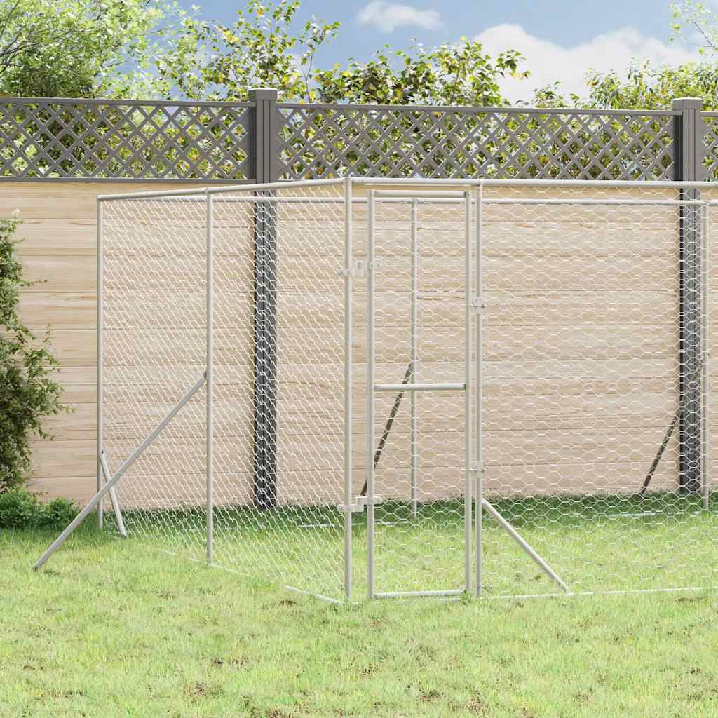 Utendørs hundekennel sølv 8x8x2 m galvanisert stål