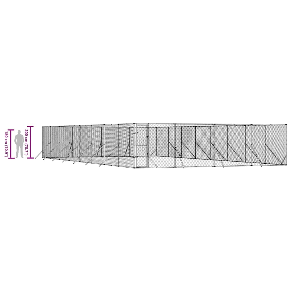 Utendørs hundekennel sølv 8x16x2 m galvanisert stål