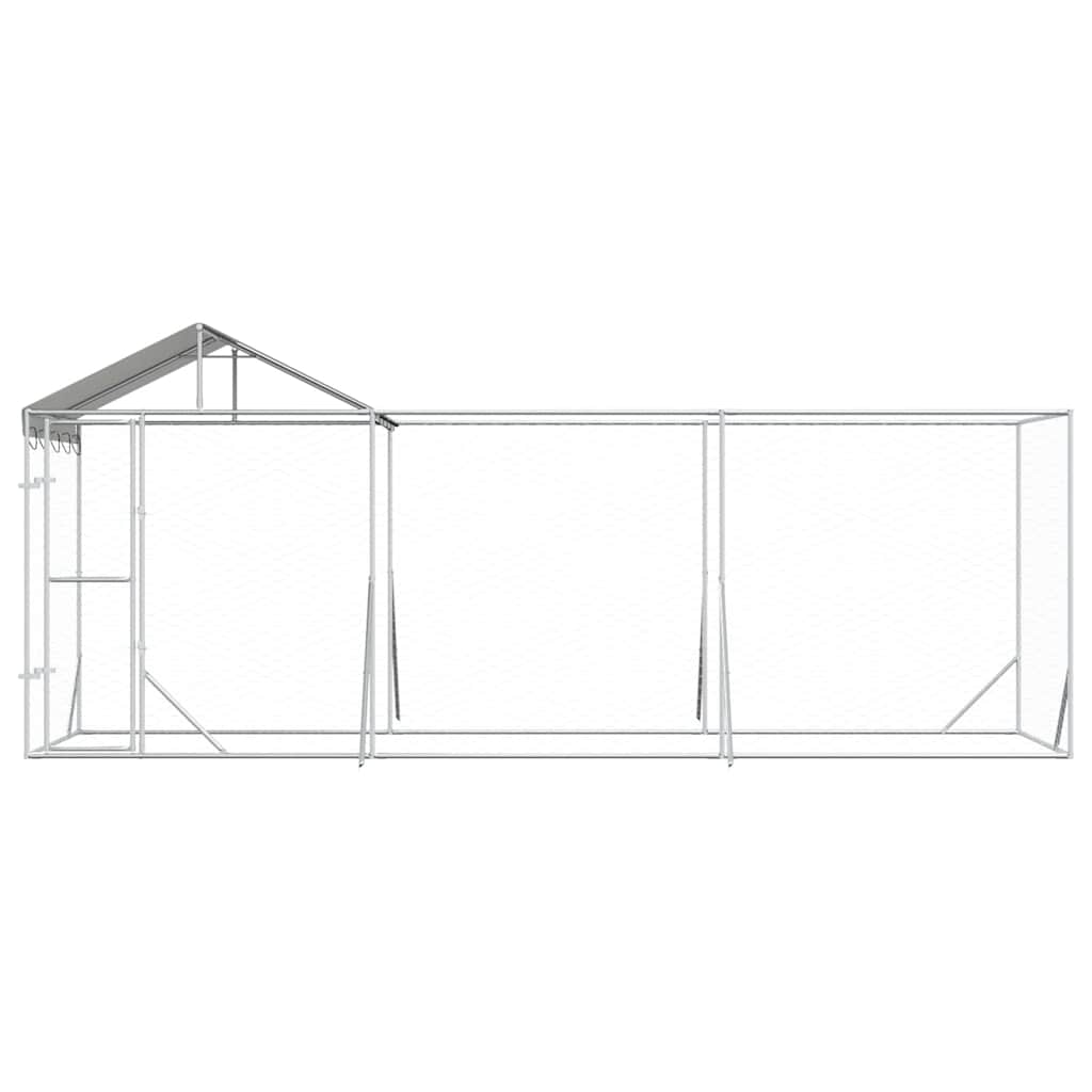 Utendørs hundekennel sølv 6x2x2,5 m galvanisert stål