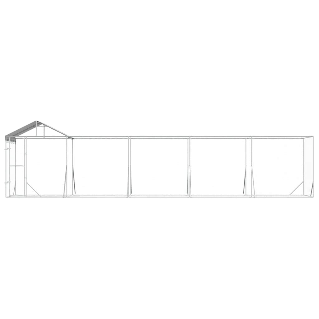 Utendørs hundekennel sølv 10x2x2,5 m galvanisert stål