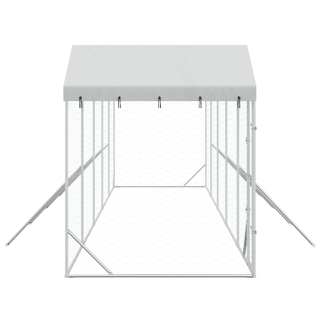 Utendørs hundekennel sølv 10x2x2,5 m galvanisert stål